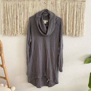 Kaisely Grey Longline Long Sleeve Cowlneck Sweater